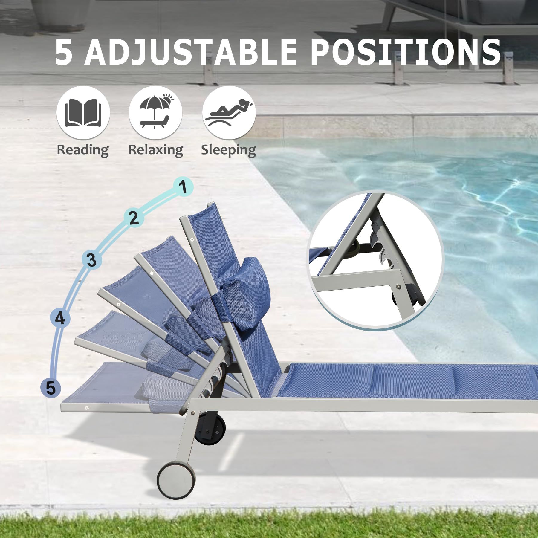 Outdoor Patio Chaise Lounge Set of 3 Doba